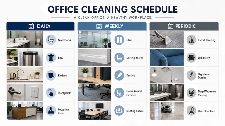 Daily, weekly, and periodic office cleaning task guide